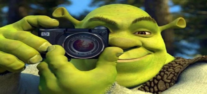 Create meme: KEK Shrek, Shrek the camera original, Shrek with camera