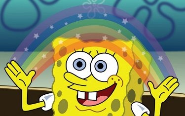 Create meme: spongebob imagination meme, spongebob rainbow, spongebob rainbow 