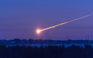Create meme: meteor, Chelyabinsk meteorite, The asteroid in the sky flies into the earth