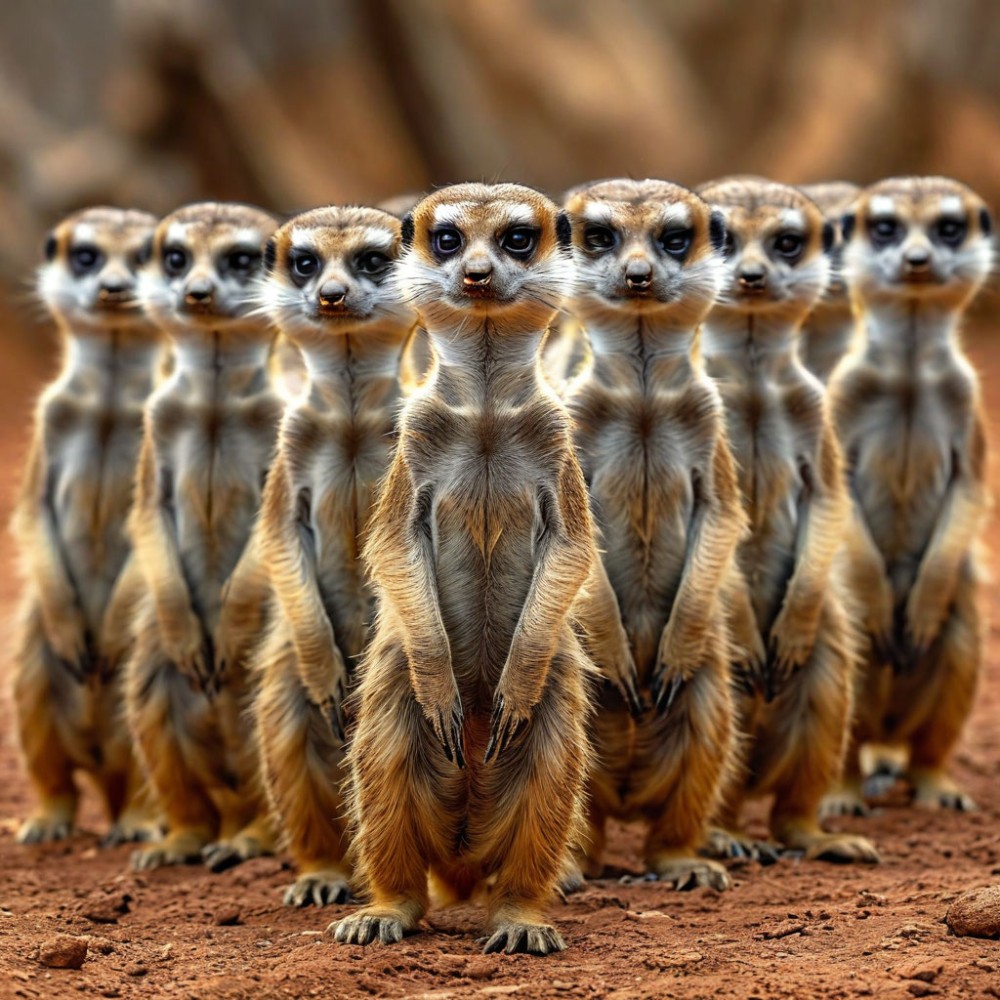 Create meme: meerkat animal, meerkat family meerkats, meerkat funny