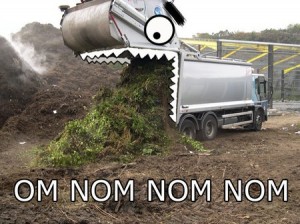 Create meme: dump truck, om nom nom