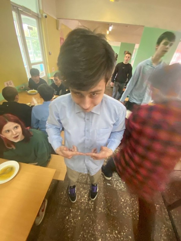 Create meme: in the school cafeteria, student , people 