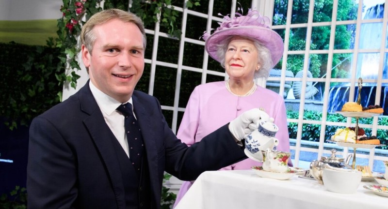 Create meme: british tea party, Prince Harry and Elizabeth 2, Queen Elizabeth's butler