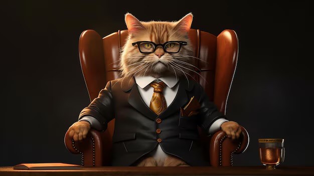 Create meme: the cat in the chair, business cat, cat in a business suit