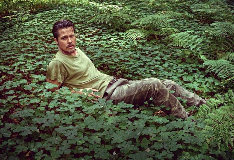 Create meme: brad pitt , Brad Pitt photo shoot, The man in the forest