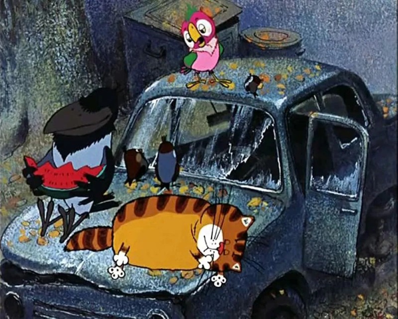 Создать мем: попугай кеша утопил трактор, возвращение блудного попугая мультфильм 1984, кот из мультика возвращение блудного попугая