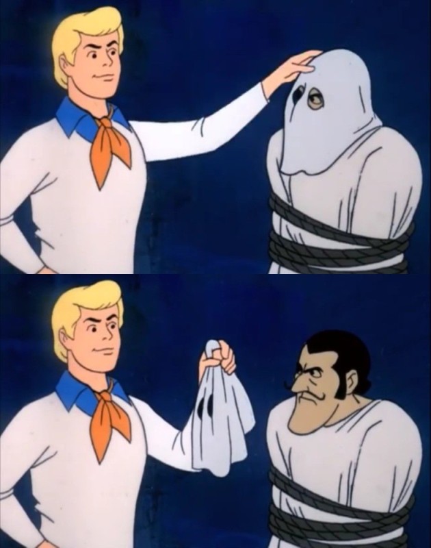 Create meme: memes , Scooby Doo Fred takes off his mask, Scooby Doo rips off the mask