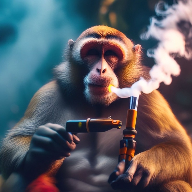 Create meme: Smoking monkey, monkeys', The monkey smokes a cigarette