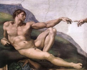 Создать мем: микеланджело сикстинская капелла сотворение адама, сотворение адама картина микеланджело, сотворение адама