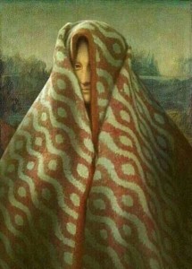 Create meme: Mona Lisa with a handkerchief, wrapped in a blanket Lisa, Mona Lisa