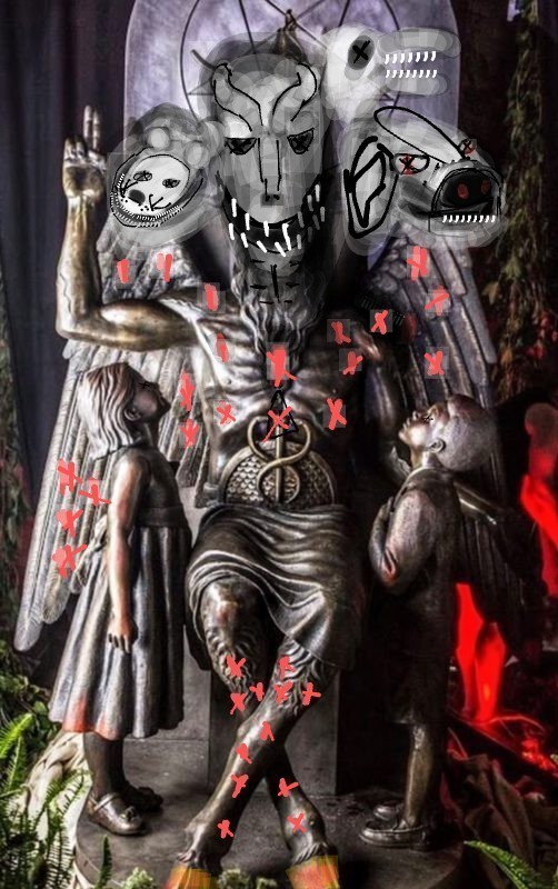 Create meme: Baphomet Church of Satan, The devil Satan Baphomet, the statue of Baphomet