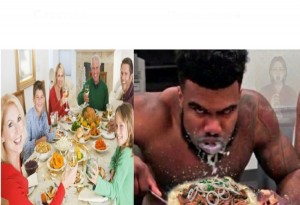 Create meme: thanksgiving, meme, when hungry when I eat