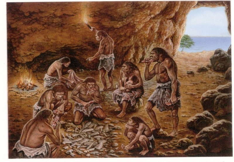 Create meme: ancient people in the cave, the life of ancient people, occupations of primitive people