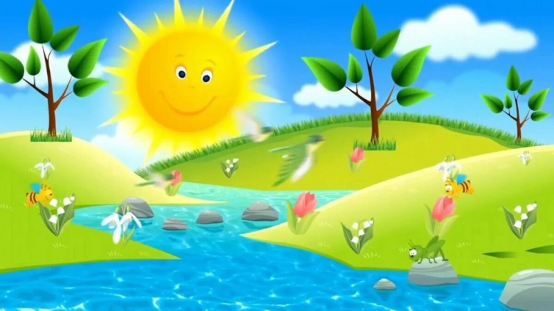 Create meme: summer for preschoolers, Summer cartoon, summer landscapes for children