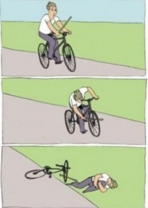 Создать мем: велосипедист мем, палки в колеса, велосипед колесо мем