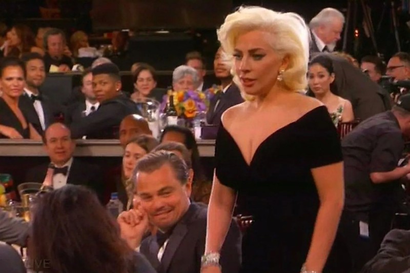 Create meme: DiCaprio and Lady Gaga, Lady Gaga and Leonardo DiCaprio, germanotta stefani