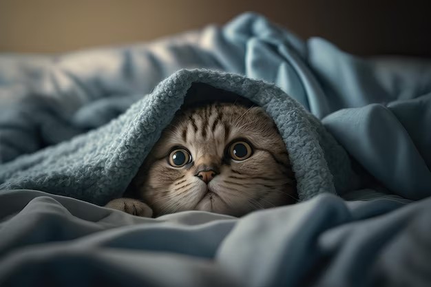 Create meme: cute cat , seals , the cat looks out from under the blanket