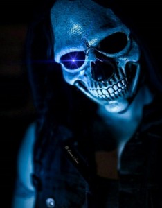 Create meme: the skull in the hood, skull, blue skull