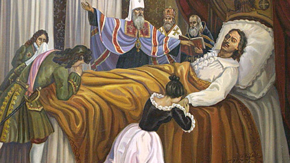 Create meme: Peter 1 death, The death of Peter the Great, Peter the Great on his deathbed