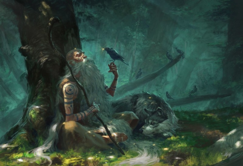 Create meme: Old man fantasy art, Druid art fantasy, The owner of the forest art