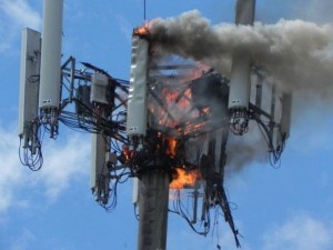 Create meme: burning towers 5g UK, burned tower 5g, mobile communications tower