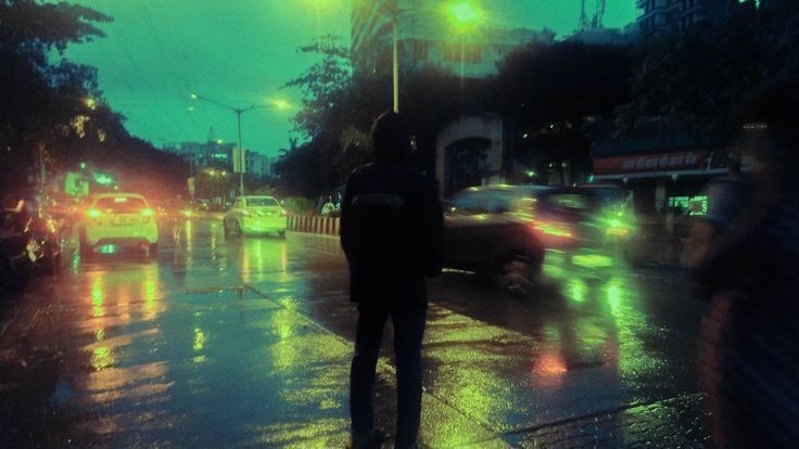 Create meme: street landscape, street in the rain, rainy night