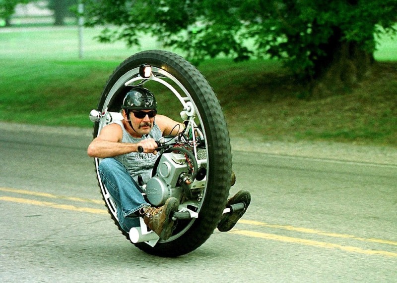 Create meme: unusual means of transportation, motorcycle wheel, a single-wheeled car