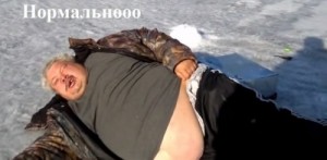 Create meme: Drunk man on ice