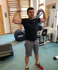 Create meme: gym, Vladimir Zelensky, training in the gym