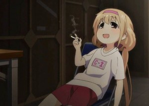 Создать мем: аниме 2 д тян, аниме, футаба анзу с сигаретой