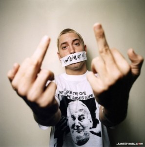 Создать мем: эминем, middle finger, eminem fuck