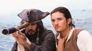 Create meme: spyglass pirate, Pirates of the Caribbean: the Curse of the Black pearl, johnny Depp and pirates of Orlando bloom