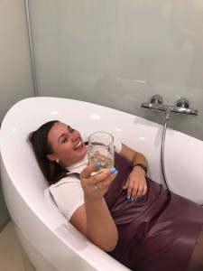 Create meme: bath, feet, girl