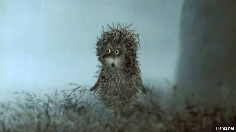 Create meme: hedgehog in the fog cartoon 1975, hedgehog in the fog, meme hedgehog in the fog