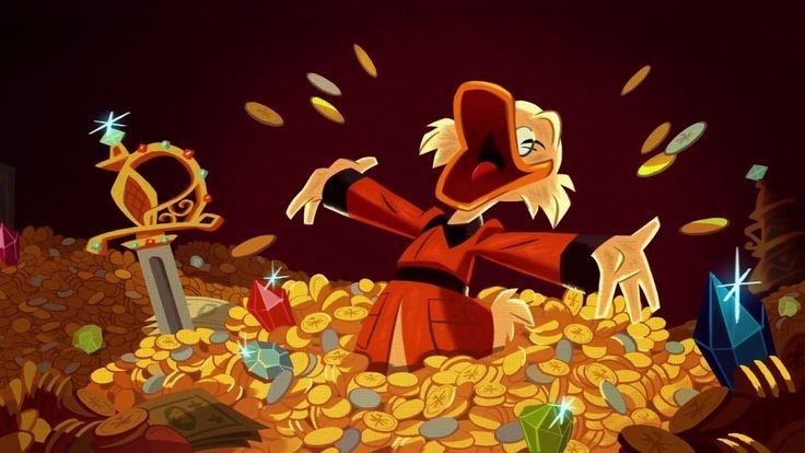 Create meme: Scrooge McDuck mountain of gold, Scrooge McDuck , Scrooge McDuck in the vault