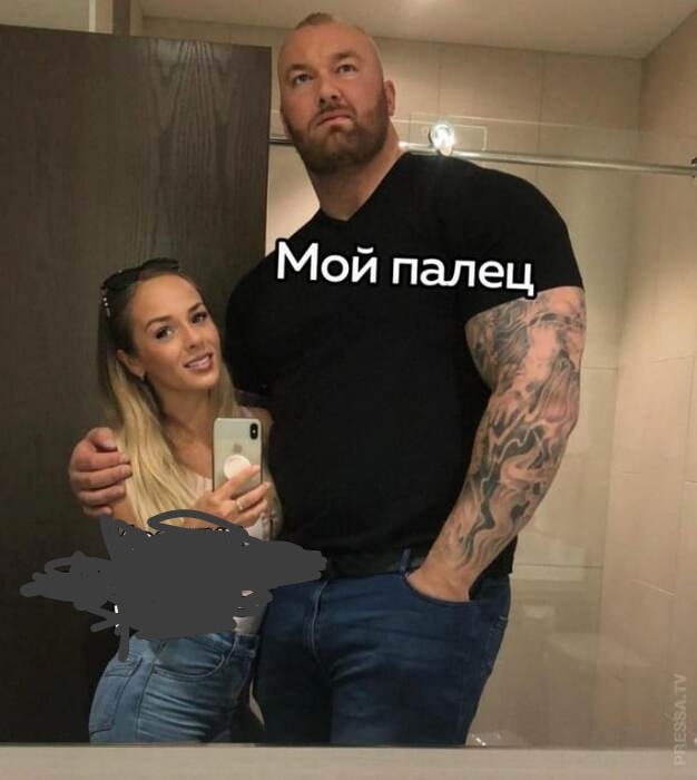 Create meme: Bjornsson, Game of Thrones Mountain actor, Haftor Bjornson and his wife