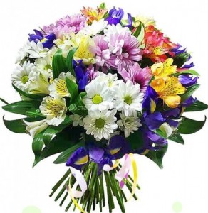 Create meme: chrysanthemum Bush, a bouquet of wild, a bouquet of chrysanthemums and irises