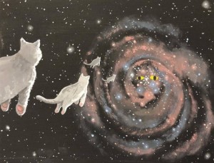 Create meme: star wolf gif, flying cat, cat in space