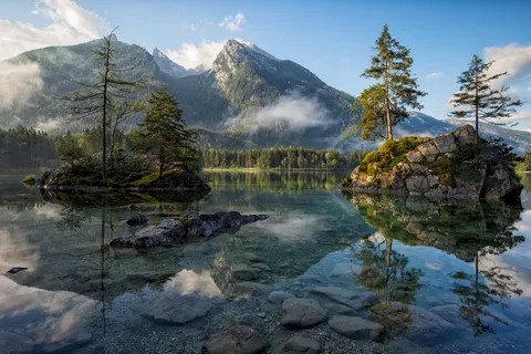 Create meme: mountain forest lake, mountain lake , nature mountains forest river