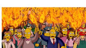 Create meme: clear fun, the simpsons riot, the simpsons with torches