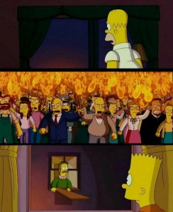 Create meme: frame from the movie, the simpsons movie dome, the simpsons defense
