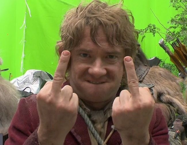 Create meme: Martin Freeman The Hobbit the middle finger, The Hobbit Bilbo, bilbo baggins the hobbit