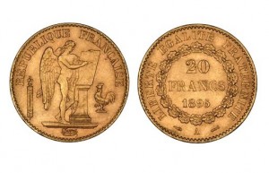 Создать мем: 20 франков 1877 франция, аверс монеты, золотые монеты 20 франков