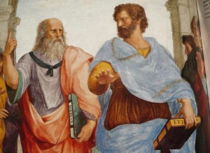 Create meme: Aristotle the doctrine of the existence of matter and form, Raphael Aristotle Plato thumbs down, Plato and Aristotle picture