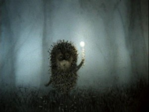 Create meme: Yuri Norstein, hedgehog, fog