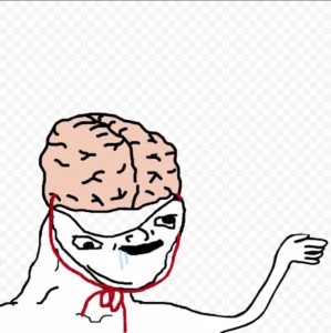 Create meme: man with small brain meme, brain on a string meme, wojak down