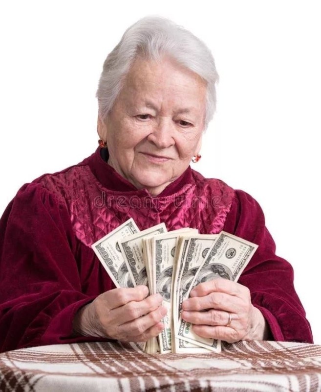 Create meme: a grandmother with money, money money, An old lady with money