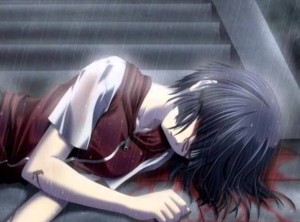 Создать мем: аниме умирающих девочек, аниме боль, anime