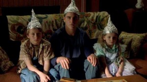 Create meme: tin foil hat aliens, tin foil hat pictures, the movie signs tin foil hat