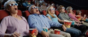 Create meme: people watching, picture of 3D movie viewers, "effects of presence" of the viewer in the cinema pictures
